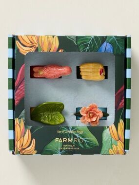 FARM Rio x Anthropologie Tropical Ceramic Napkin Ring Set